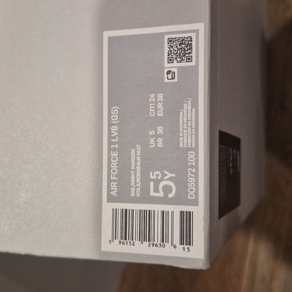 Nike Air Force 1 LV8 (GS) Sail/Night Maroon, 5.5/6 Youth, 7/7.5 Women's - Picture 14 of 16